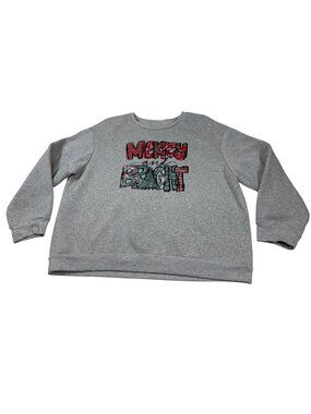 Merry & Bright Christmas women XXL Holiday Sweatshirt Gray Festive Print (GG625)